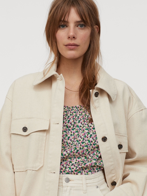 

H&M Women Multi-Coloured Floral Printed Puff-sleeved Cotton Blouse