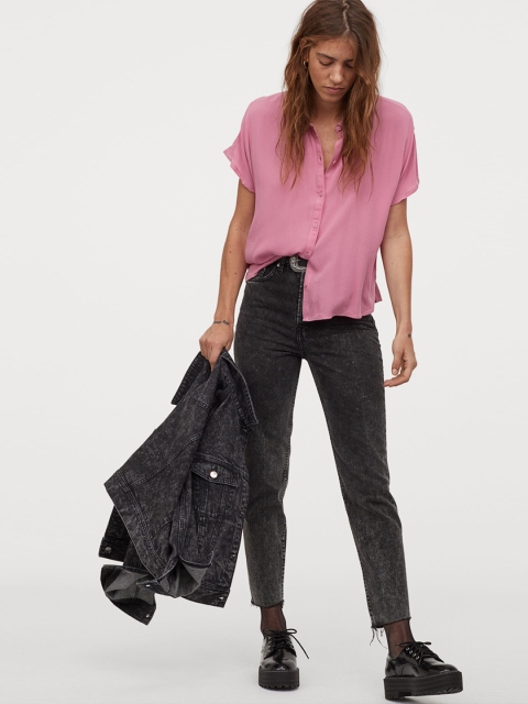 

H&M Women Pink Solid Shirt Style Top