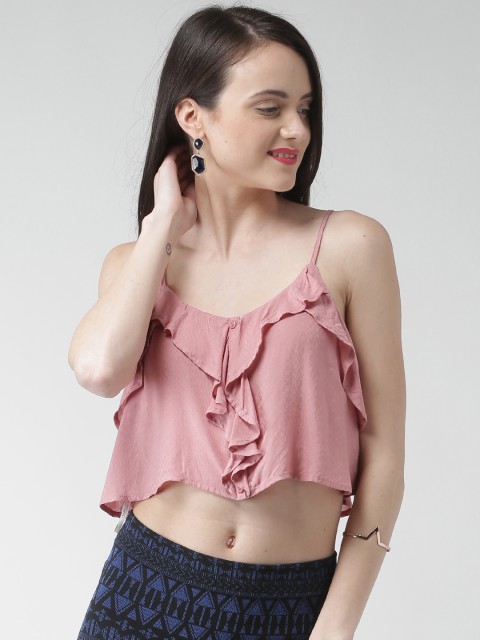 

FOREVER 21 Pink Ruffled Crop Top