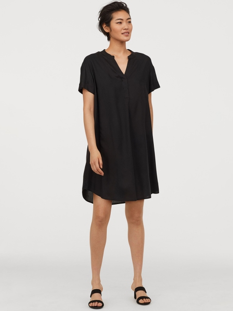 

H&M Women Black Solid V-neck dress