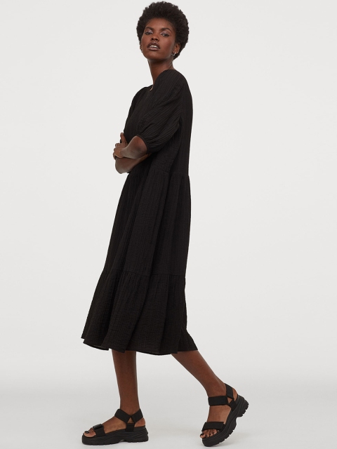 

H&M Women Black Puff-sleeved dress