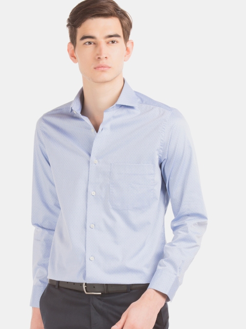 

Arrow Men Blue Regular Fit Self Design Formal Shirt