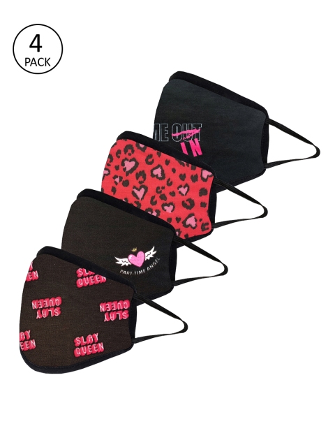 

DressBerry Women Multicoloured Pack of 4 Reusable 2 Layer Protective Outdoor Masks, Multi