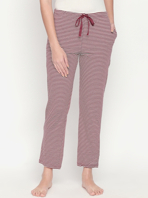 

Dreamz by Pantaloons Women White & Maroon Striped Lounge Pants
