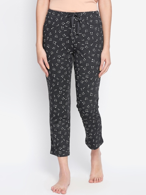 

Dreamz by Pantaloons Women Charcoal Grey Printed Lounge Pants