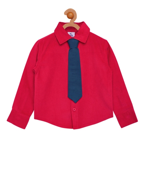 

A Little Fable Boys Red Regular Fit Solid Casual Shirt