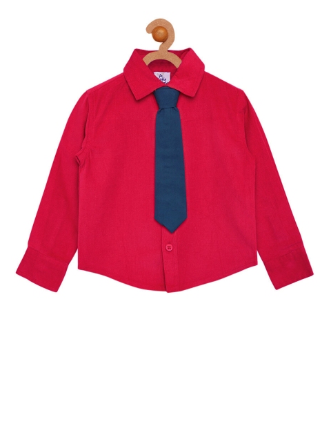 

A Little Fable Boys Red Regular Fit Solid Casual Shirt