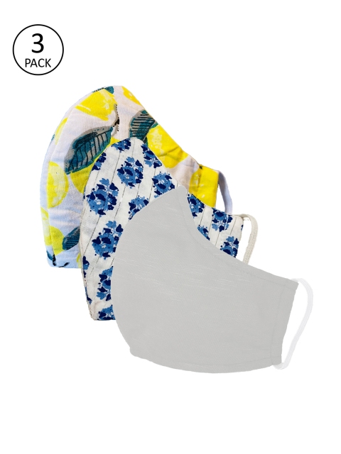 

Sera Unisex 3 Pcs Printed 3-Ply Reusable Outdoor Fabric Masks, White