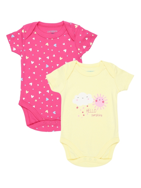 

Chirpie Pie by Pantaloons Girls Pack of 2 Printed Bodysuits, Pink