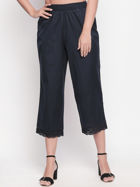 

RANGMANCH BY PANTALOONS Women Blue Regular Fit Solid Culottes