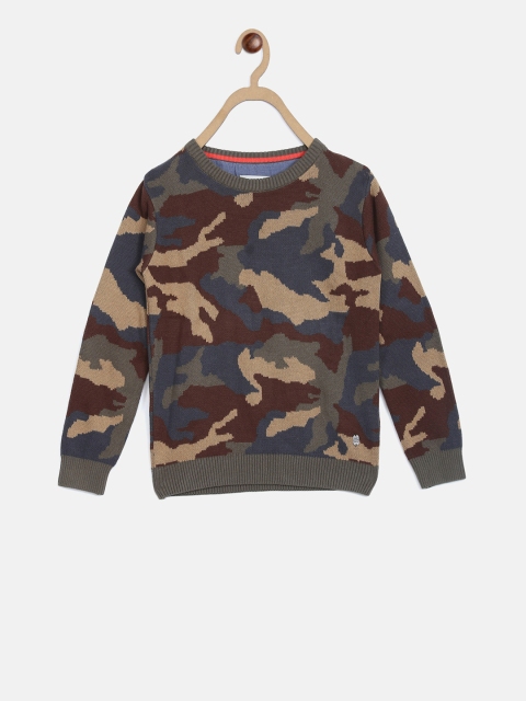 

Blue Giraffe Boys Olive Green & Beige Camouflage Printed Sweatshirt