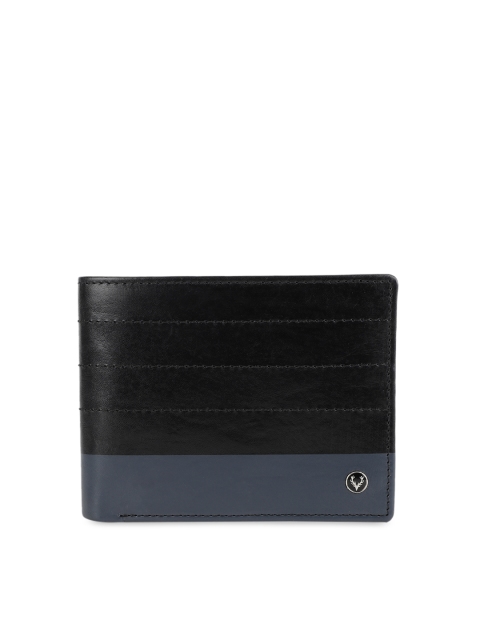 

Allen Solly Men Black & Blue Colourblocked Two Fold Leather Wallet