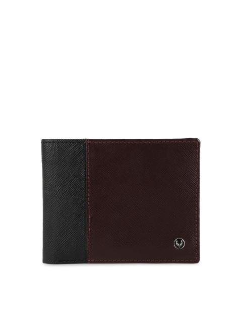 

Allen Solly Men Black & Maroon Solid Leather Two Fold Wallet