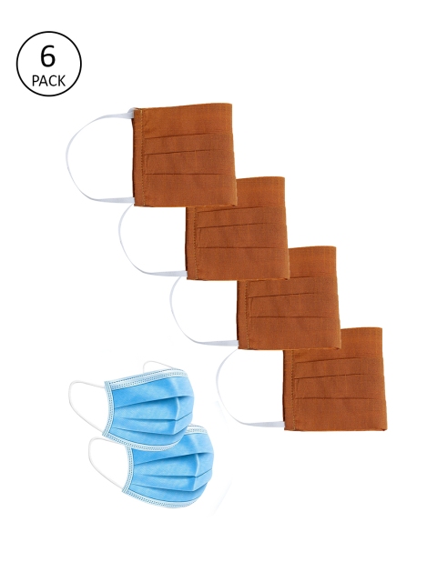 

Jaipur Kurti 4 Pcs 2-Ply Mustard Brown Reusable Dusk Protector Masks & 2 Medical Filters