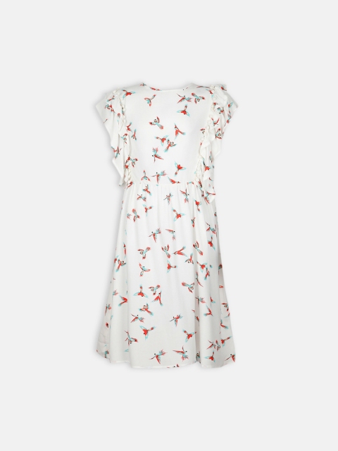 

Oxolloxo Girls White Printed Fit and Flare Dress