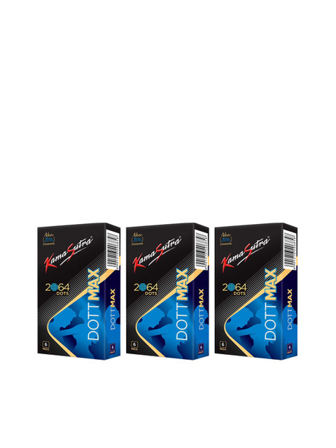 

Kama Sutra Pack of 3 Dott Max Extra Dotted Condoms - 18 Count, Blue
