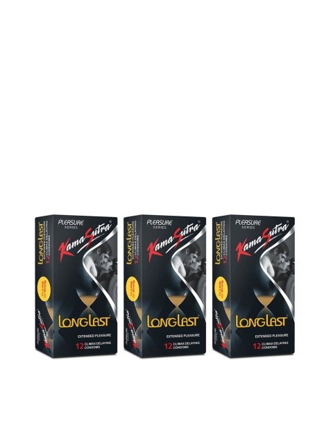 

Kama Sutra Pack of 3 Long Last Lubricated Condoms - 36 Count, Black