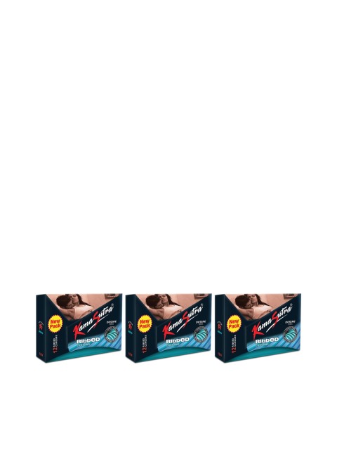 

Kama Sutra Pack of 3 Ribbed Lubricated Condoms - 36 Count, Blue