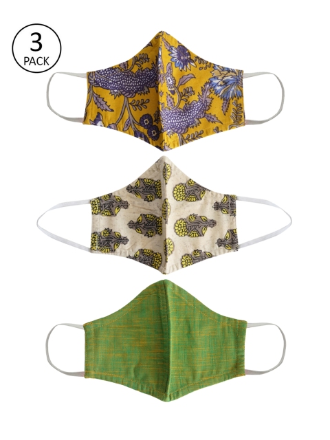 

Taavi Adults Multicoloured Pack of 3 Handcrafted 3-Layer Reusable Sustainable Outdoor Masks, Multi