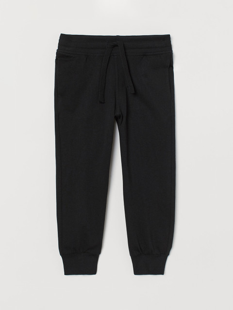 

H&M Boys Black Regular Fit Solid Cotton Jersey Joggers