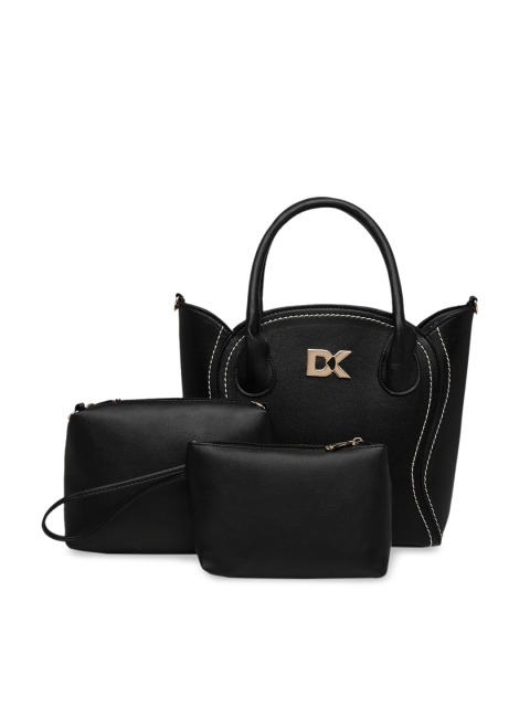 

Diana Korr Set Of 3 Black Solid Handbags