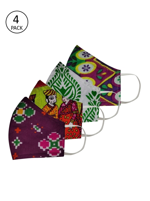 

Anouk Women Pack of 4 Printed Reusable 3 Layer Protective Fashion Masks, Multi