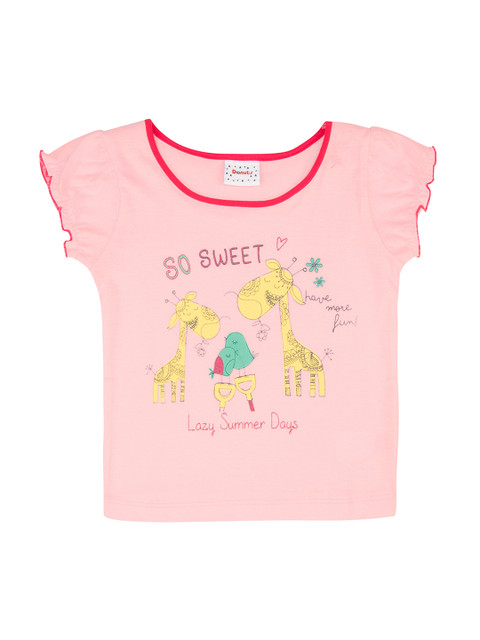 

Donuts Girls Rose Pink Printed Pure Cotton Top