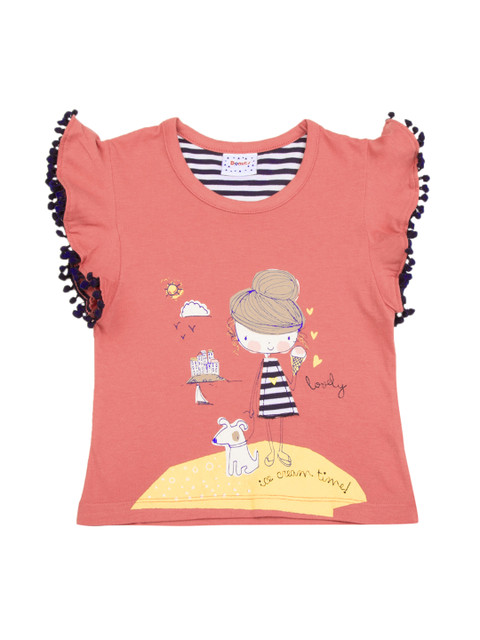 

Donuts Girls Peach Printed Top