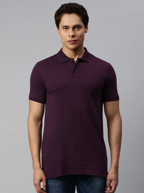 

Jack & Jones Men Purple Slim Fit Solid Polo Collar T-shirt