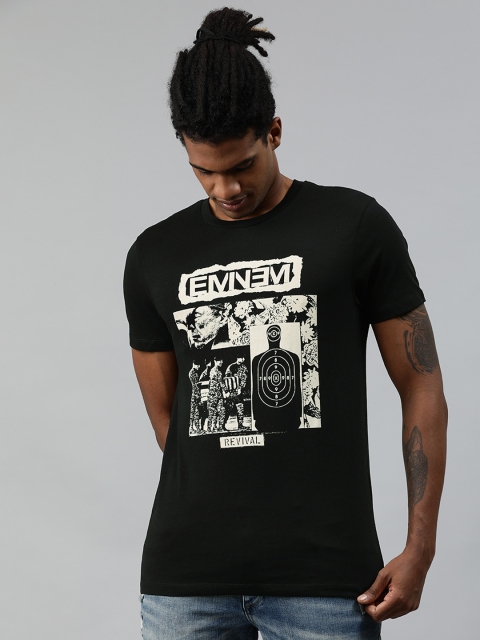 

Jack & Jones Men Black Printed Round Neck T-shirt