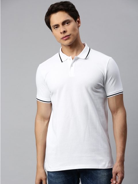 

Jack & Jones Men White Slim Fit Solid Polo Collar T-shirt
