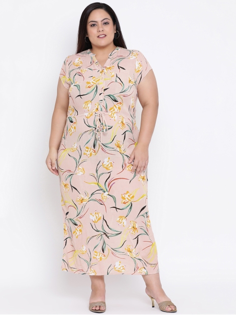 

Oxolloxo Women Pink & Yellow Printed Sheath Dress