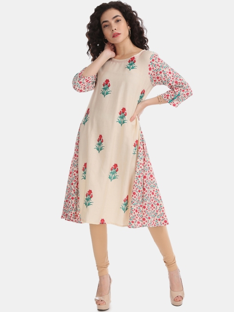 

Karigari Women Off-White Printed A-Line Kurta