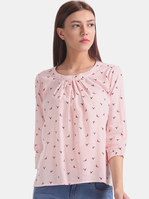 

Cherokee Women Pink Candy Striped A-Line Top
