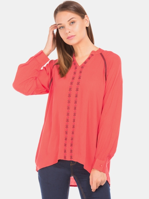 

Cherokee Women Red Printed Shirt Style Top