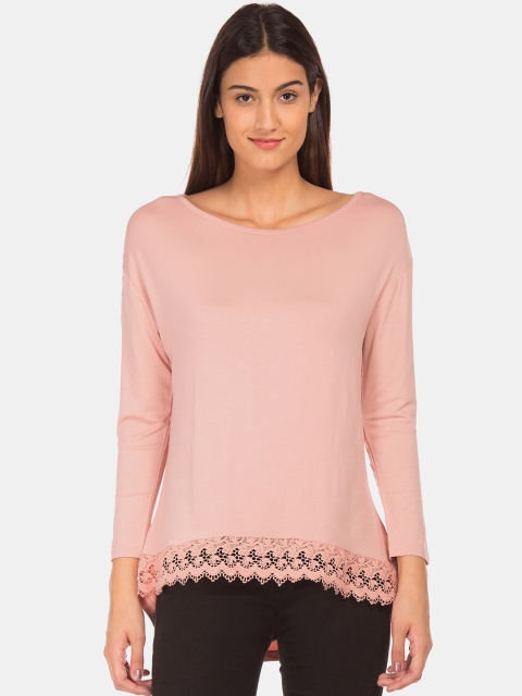 

Cherokee Women Pink Solid A-Line Top