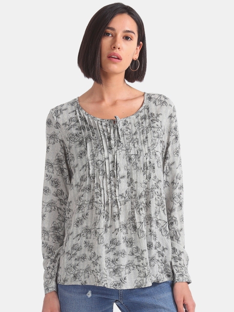 

Cherokee Women Grey Printed A-Line Top