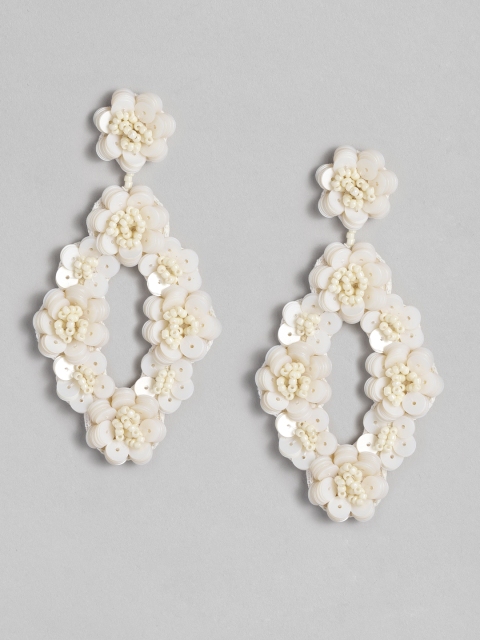 

CORSICA Off-White Gold-Plated Floral Drop Earrings