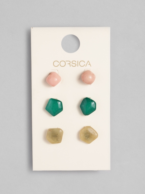

CORSICA Set of 3 Contemporary Studs, Multi