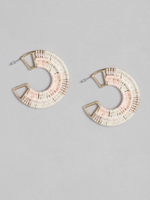 

CORSICA White & Pink Gold-Plated Handcrafted Circular Half Hoop Earrings