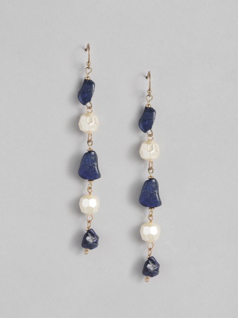

CORSICA Blue & White Gold-Plated Contemporary Drop Earrings