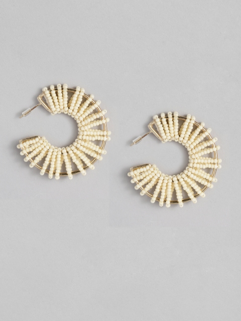 CORSICA Beige Gold-Plated Handcrafted Circular Half Hoop Earrings