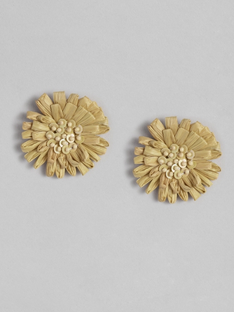 

CORSICA Beige Silver Plated Floral Studs