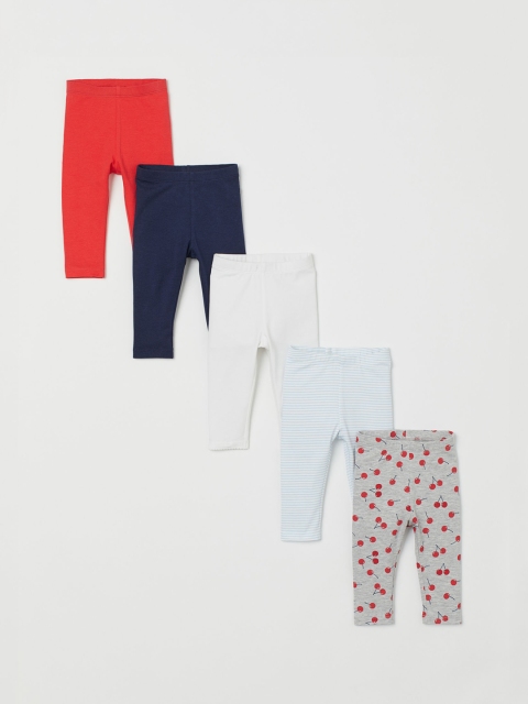 

H&M Girls 5 Pack Cotton Leggings, White
