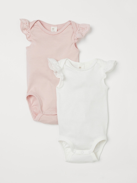 

H&M Girls White & Pink 2-Pack Bodysuits