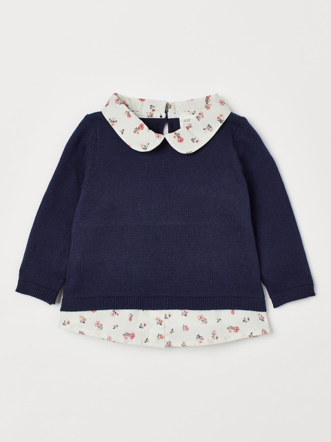 

H&M Infant Navy Blue & White Fine-Knit Jumper