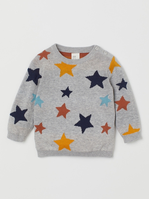 

H&M Boys Grey Printed Fine-Knit Jumper