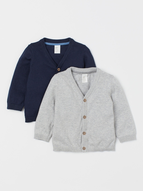 

H&M Infant 2-Pack Blue and Grey Cotton Cardigans, Navy blue