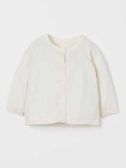 

H&M Girls White Fine-Knit Cardigan