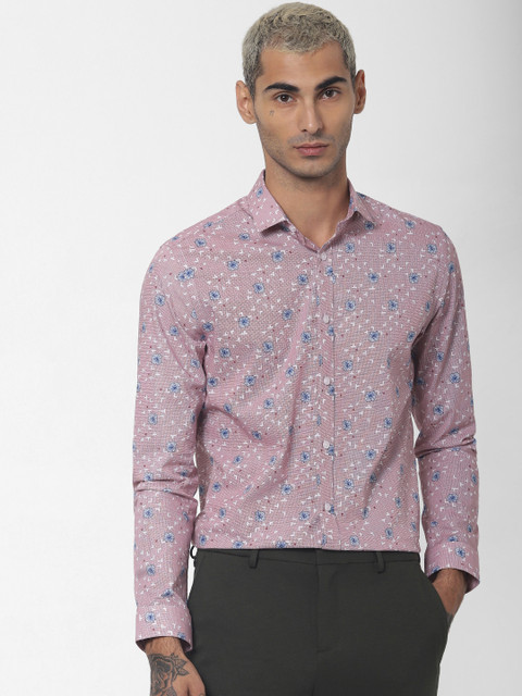 

Jack & Jones Men Pink & Blue Slim Fit Floral Printed Casual Shirt
